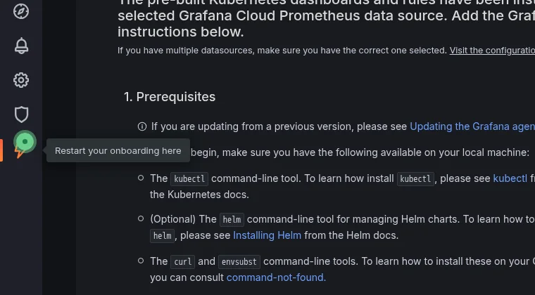 The pulsing onboarding entry in the menu