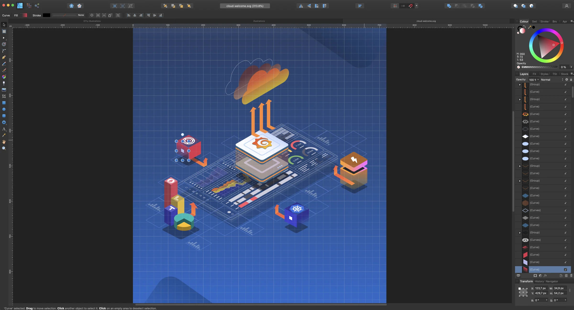 The illustration open in Affinity Designer